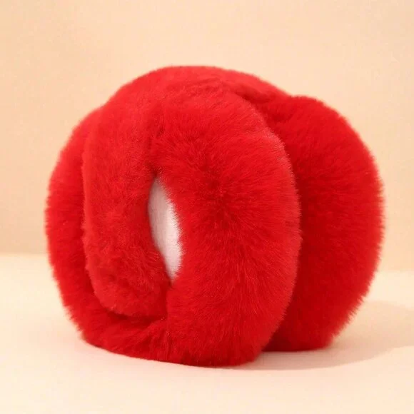 Red Cute Women's Fluffy Plush Warm Foldable Earmuffs